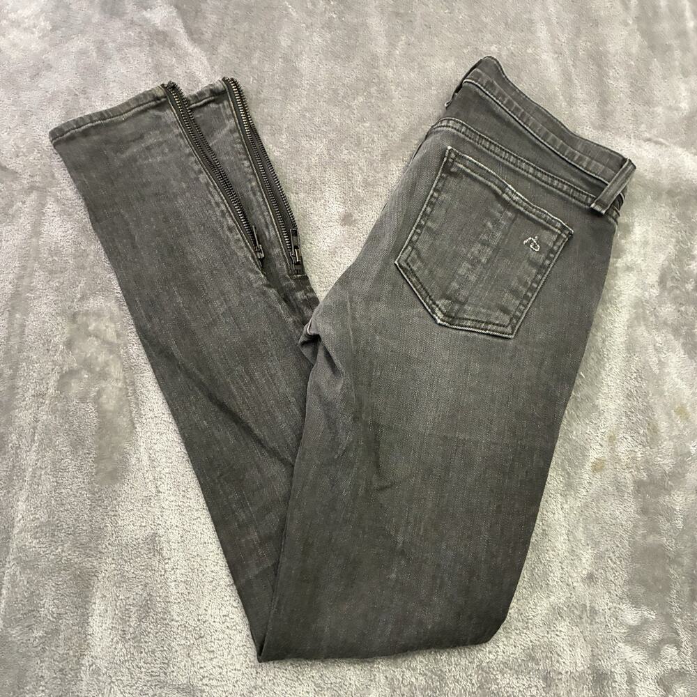 Rag & Bone Jeans Womens 27 Black Skinny Moto Distressed Zippered Leg - Picture 7 of 13